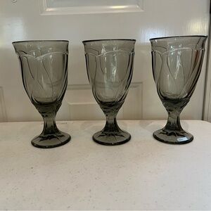 Set of 3-Noritake Sweet Swirl-Smoked Gray Ice Tea Glasses-Discontinued